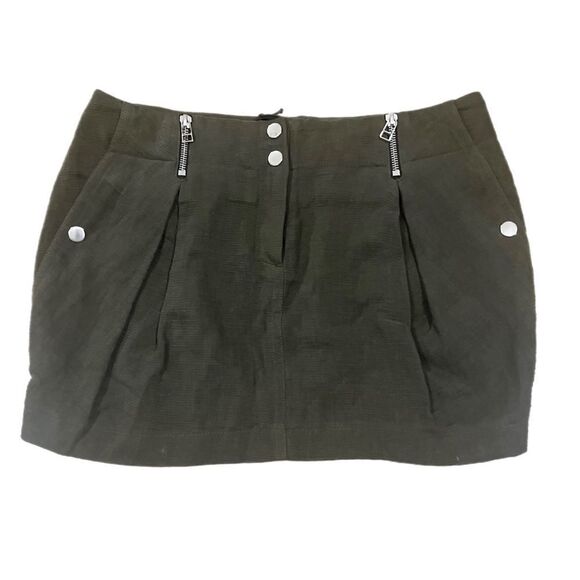 Faith Connexion Paris Linen Blend Skirt‎ Size 4 Army Green - Picture 1 of 13